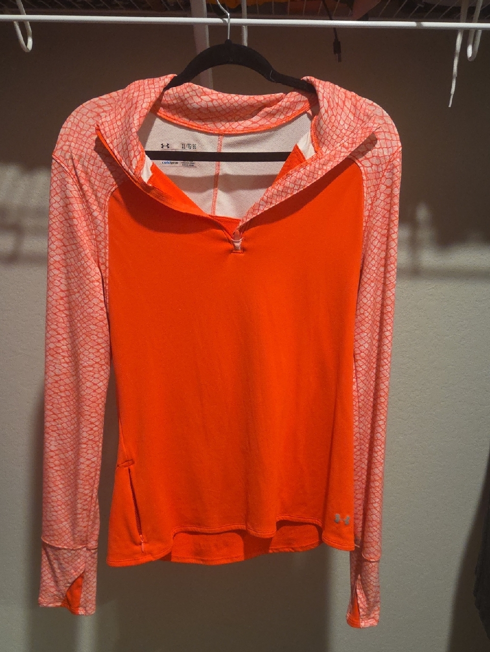 Under Armour Coral/hot Pink Active Pullover with Coral Snake Patterned Sleeves